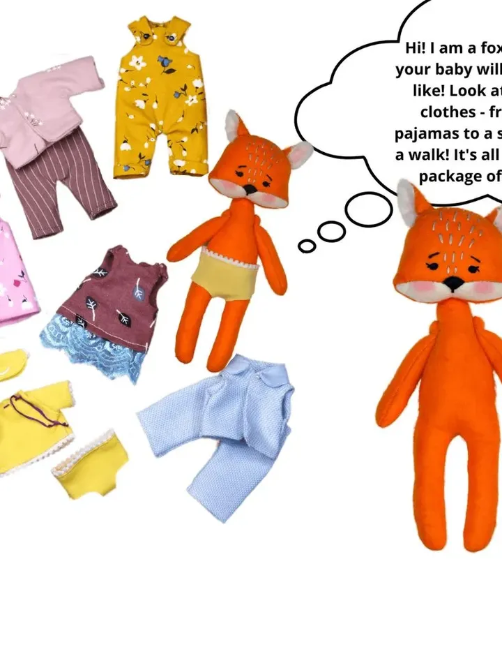 Patterns of a Fox Doll and a set of clothes for her. Bundle offer / Easy to follow photo instructions