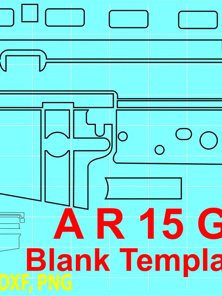 A R 15 Gun Blank Template Custom, Ai, Vector, SVG, DXF, PNG, Digital