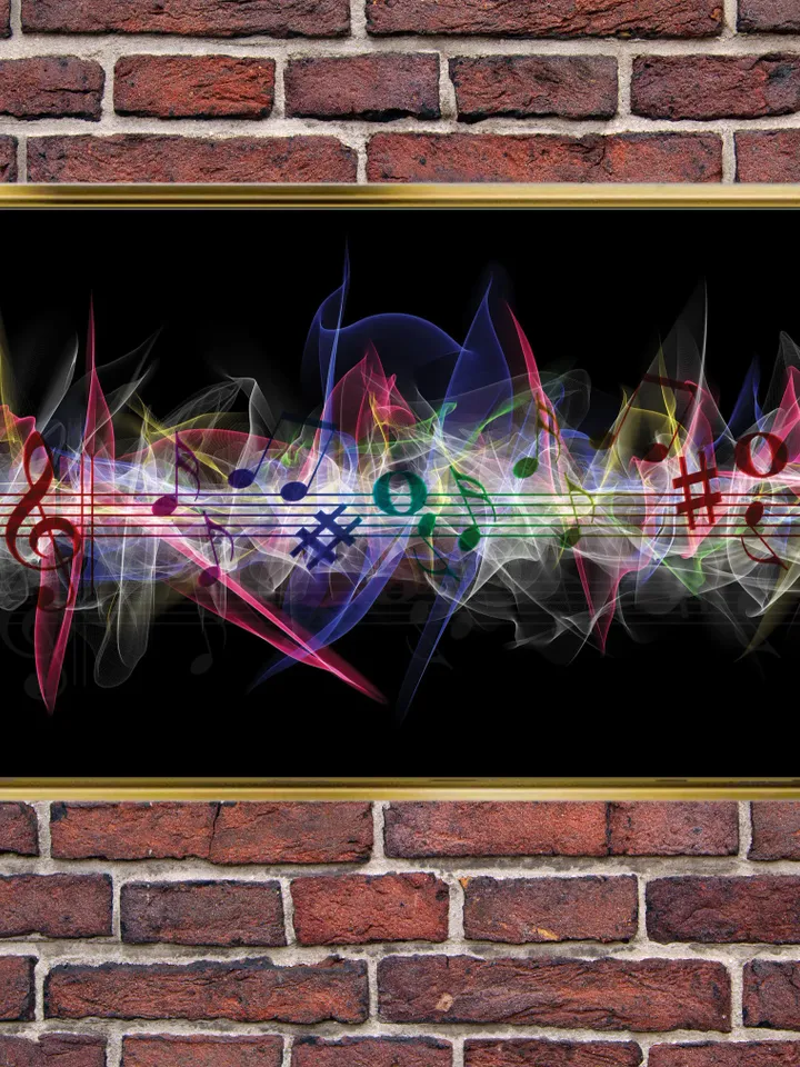 MUSIC NOTES Print on Canvas , Floating Frame Option, Modern Wall Art, Extra Large Canvas Wall Art