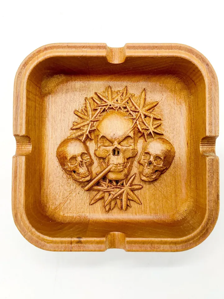 Ashtray Skull, Biker harley davidson Skull, American eagle, Motorcycle Wooden wall art, American Biker, Riding bike, Wall Wooden bike