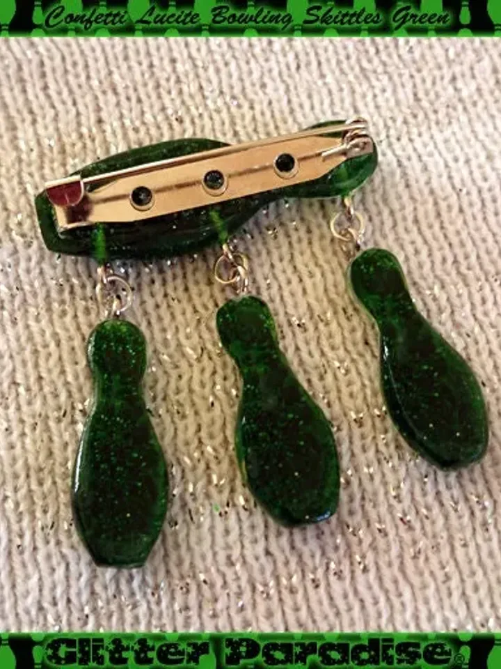 Confetti Lucite Bowling Skittles Green