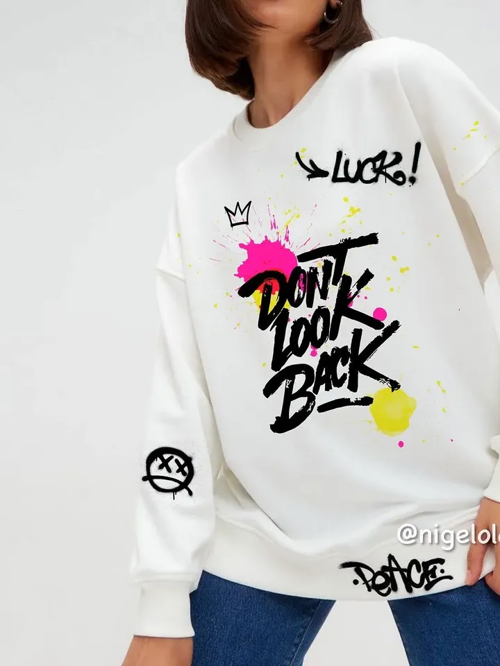 Hoodie white Quotes Lettering Jeans jacket Art Print Handmade Personalized gift