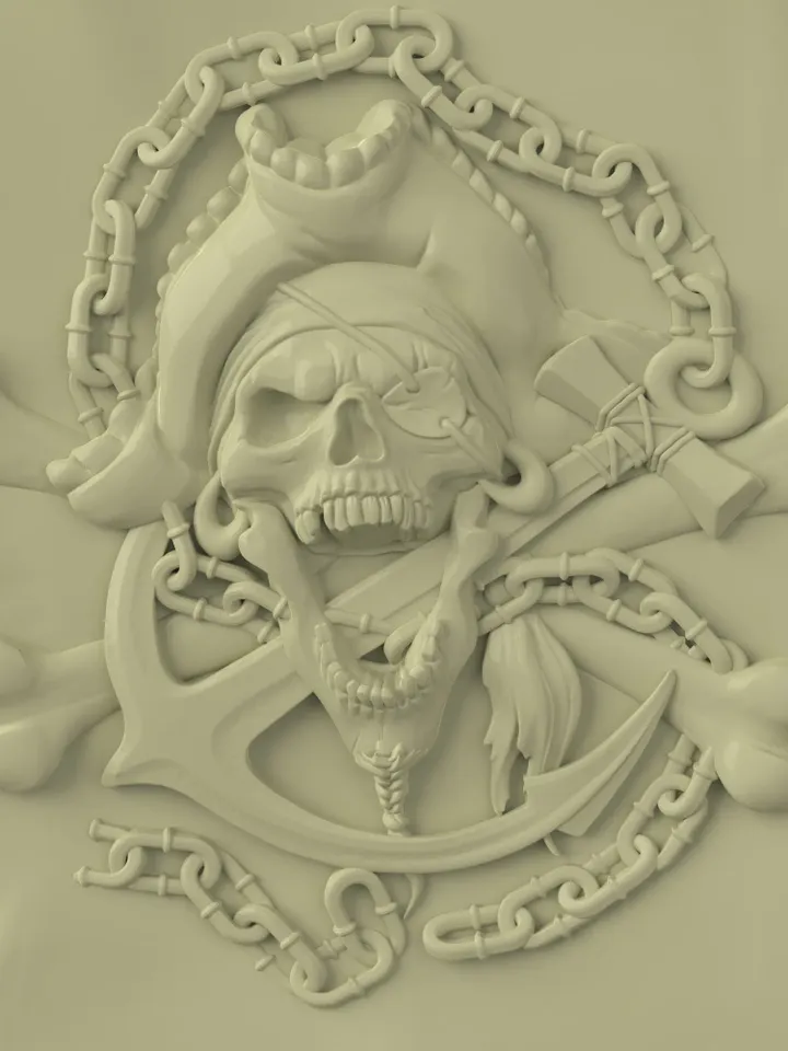 3D Model STL CNC Router file 3dprintable Pirate Flag