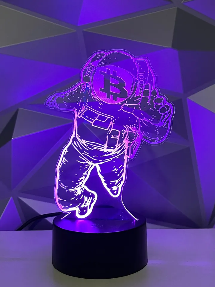 To The Moon Crypto Bitcoin Astronaut Sign RGB Light