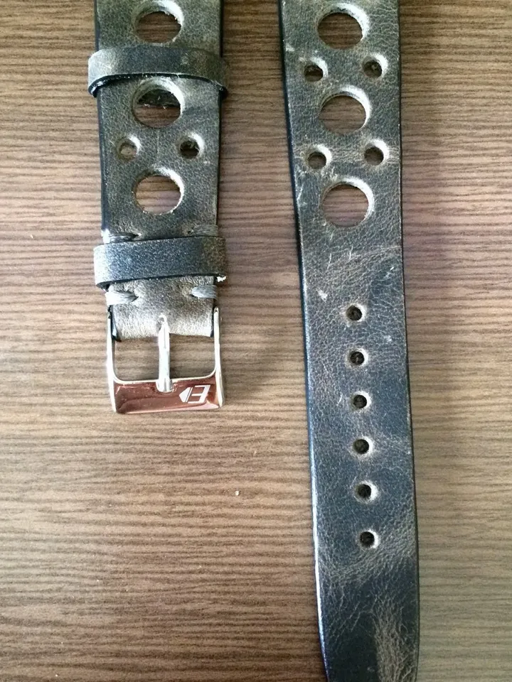 Leather watch straps 20mm in Rally Style, Distress Grey Genuine Leather Watch Band in 19mm Racing Style, Anniversary gifts for boyfriend