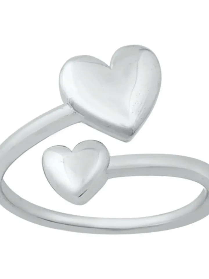 Sterling Silver Toe Ring. Silver Toe Rings, Double Heart Sterling Silver Adjustable toe rings, no pinch open toe Simple Dainty 925