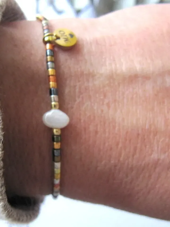 Miyuki bracelet and gift Card/Dainty & Beaded Tiny beads/Miyuki bracelet, friendship bracelet with freshwater pearl, Miyuki bracelets