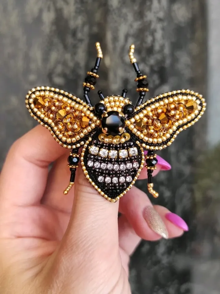Beaded insect brooch, insect pin, mooth brooch, butterfly brooch, bug pin, bee brooch, bug brooch, insects, madam toto