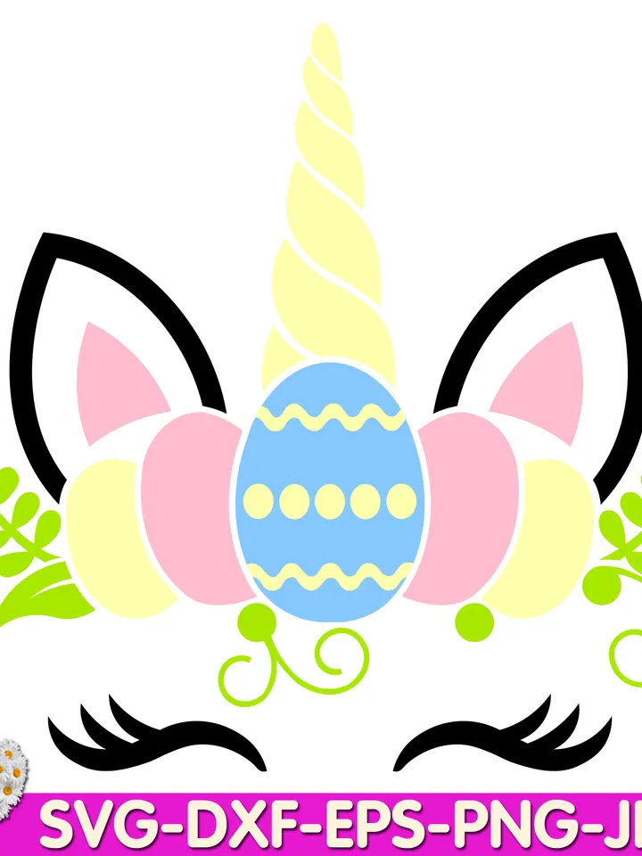 Easter  Unicorn Egg Spring Flowers Petunia Petals Girl Easter digital design Cricut svg dxf eps png ipg pdf, cut file