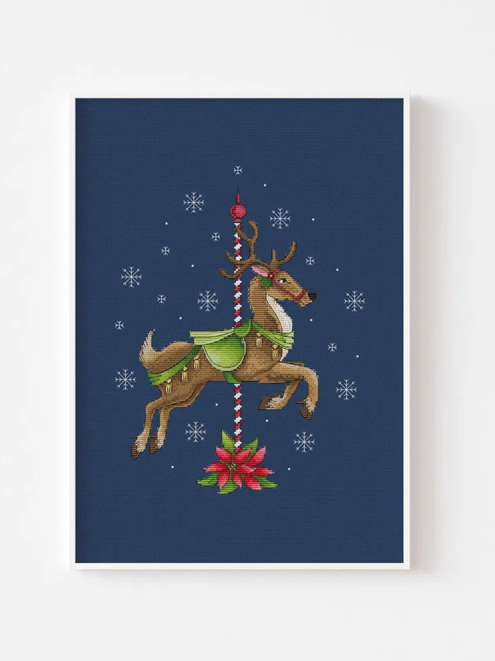 Christmas Deer Cross Stitch Pattern PDF, Counted Cross Stitch Pattern, Winter Cozy Counted Cross Stitch, Holiday Cross Stitch Download PDF