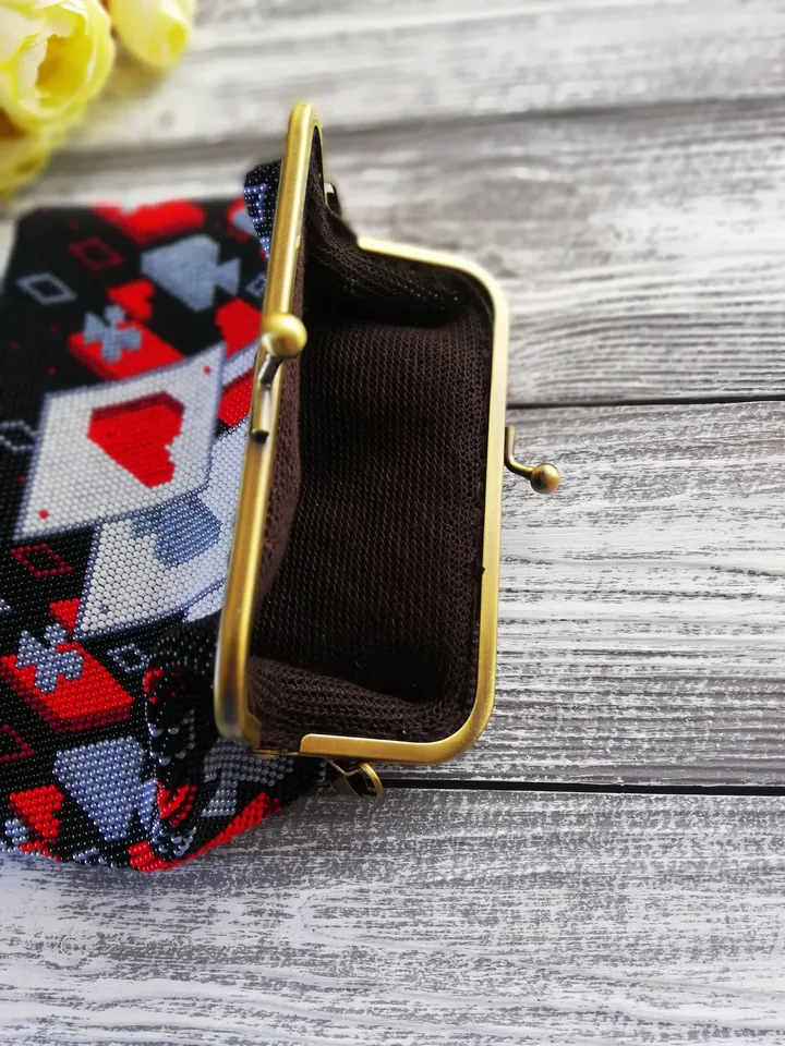 Bead Crochet Pattern , Ladies' Wallet Cute Purse with a bow for coins , Beaded Wallet
