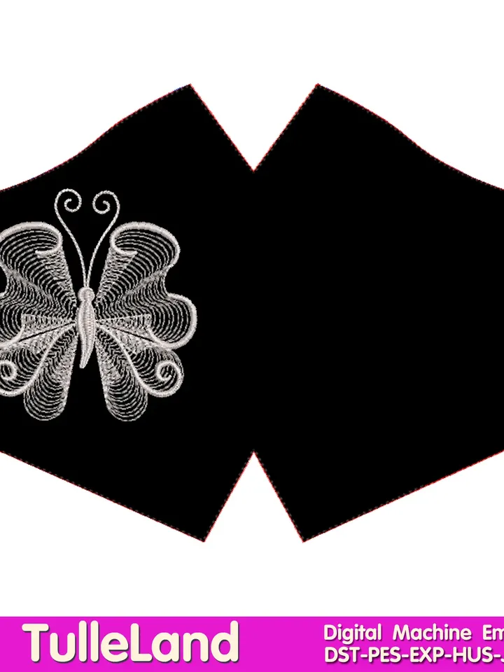 In The Hoop Face Mask Breathing mask Face Mask Women Face mask with butterfly Machine embroidery design