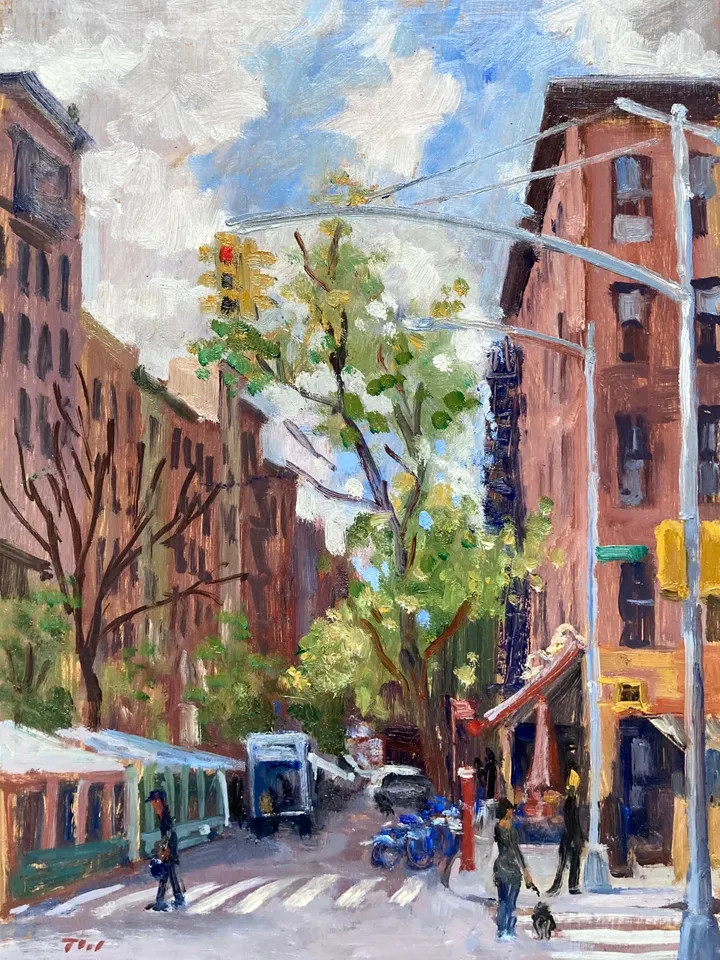 Original New York Cityscape Painting - From 7th and A/East Village/NYC - 9x12 Oil on Panel, Urban Impressionist Fine Art, Original Landscape