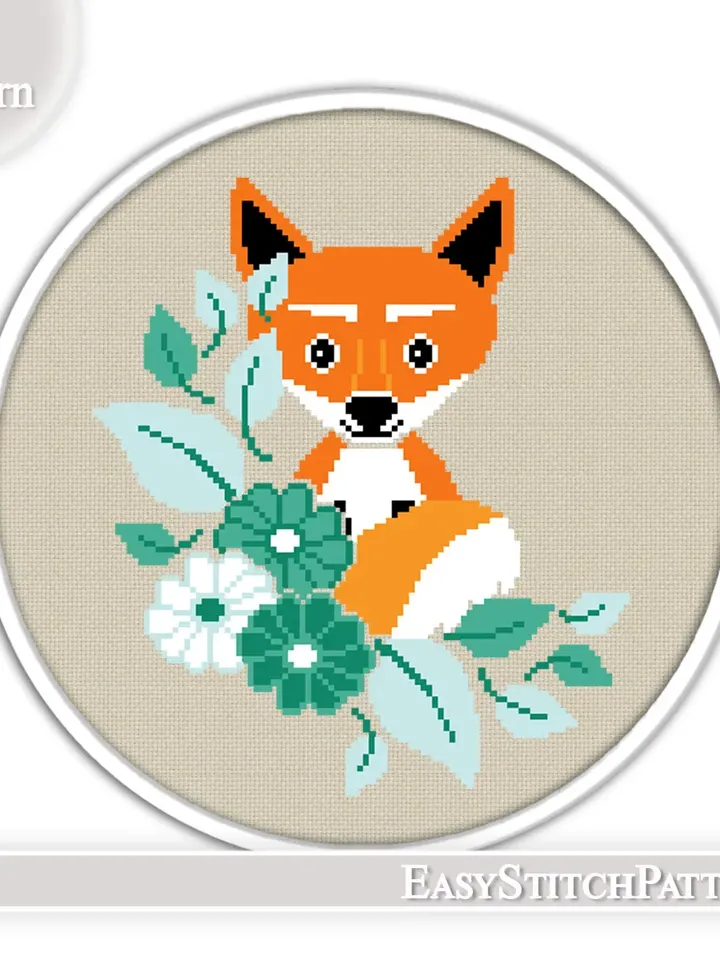 Fox cross stitch pettern. Baby cross stitch pettern.