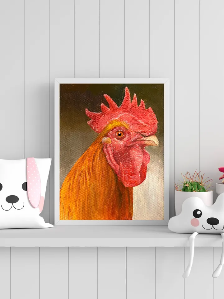 Cock painting,chiken art,oil painting,Original Art Animal Artwork Canvas Art, original painting