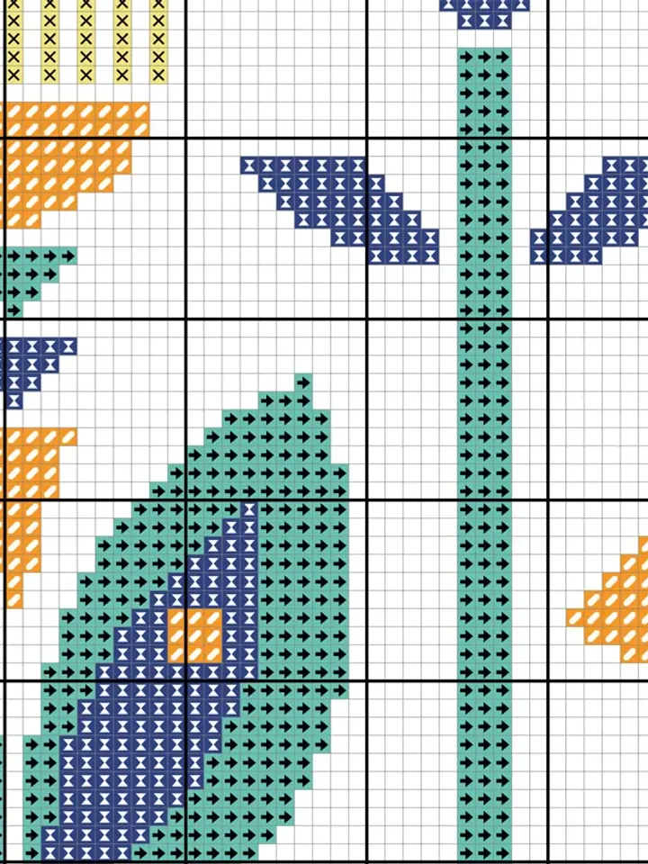 Abstract Flowers cross stitch pattern. Scandi cross stitch pattern. Folk cross stitch pattern.