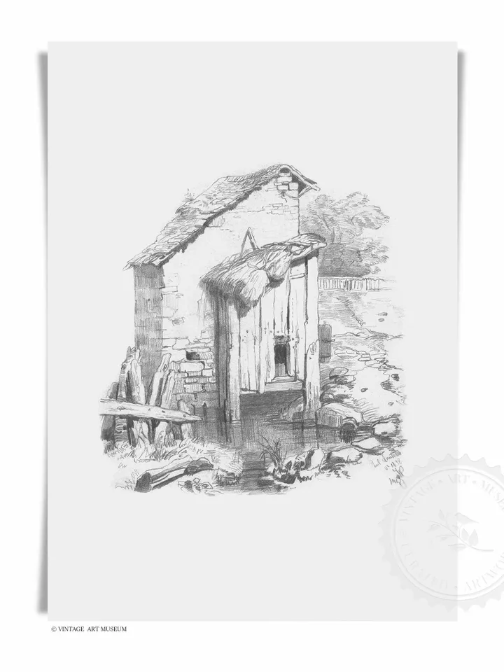 Old Barn Sketches, Vintage Art set of 2 Prints, Farmhouse Wall Art, Printable Decor, Digital Download | 121 S2