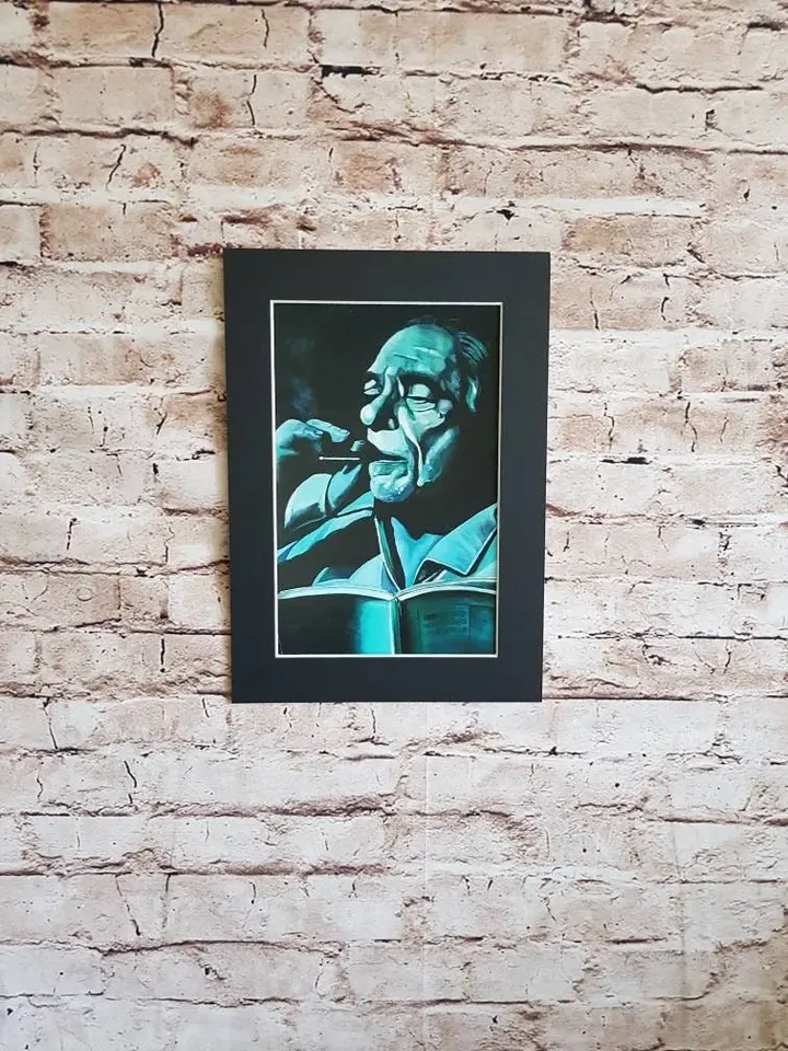 Charles Bukowski Portrait , Fine Art Print, American Author, Post Office, Notes of a dirty old man, unframed, unmounted