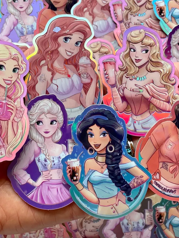 3 Modern Princesses Sticker BUNDLE | Hydroflask Sticker | Laptop Sticker | Disney Sticker | Small Gift | Disney Gift |Glitter