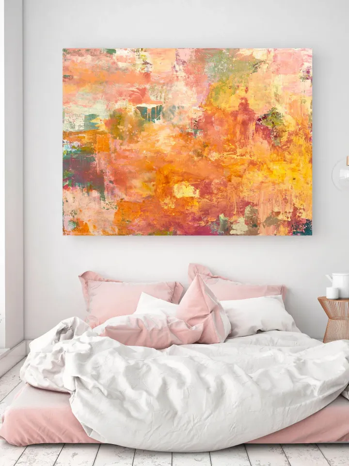Wrapped Canvas Art, Burnt Orange Art, Large Abstract Landscape Painting, Watercolor Painting Prints Includes A White Inch Border For Framing
