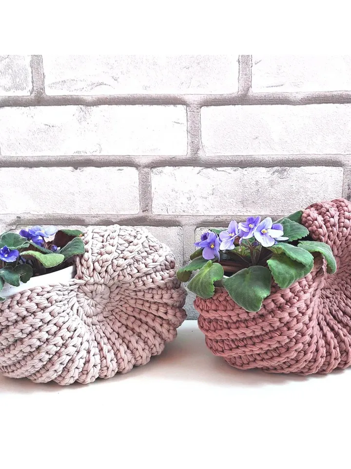 Table basket seashell Flower's planters Cottagecore style gift Home decor ideas