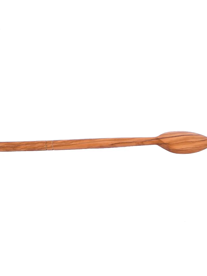 Olive Wood Round Handle Spoon - 30 cm / 11.81" Long - Wooden Spoon Handmade in Albania - AKwood, each and every item created is unique.