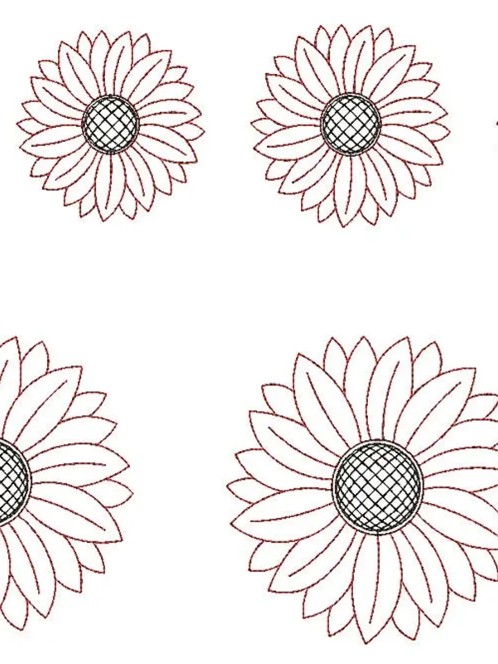 Flower Embroidery design Machine embroidery designs chamomile sunflower Embroidery File  Instant Download redwork