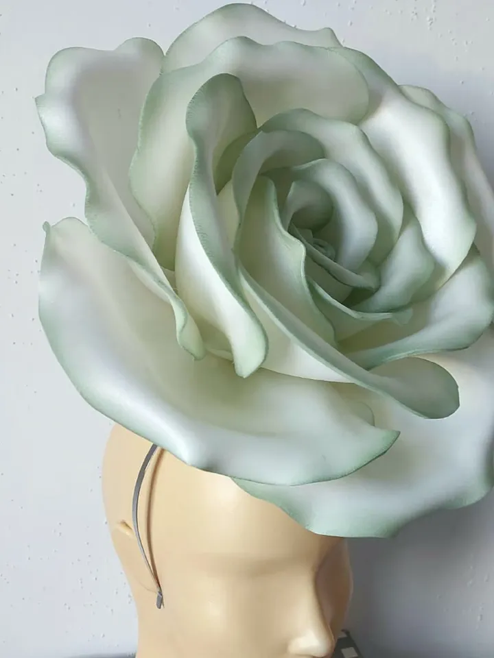 Giant rose fascinator, Wedding Floral headdress, Bridal headband bloom headpiece Bride hairband Garden party