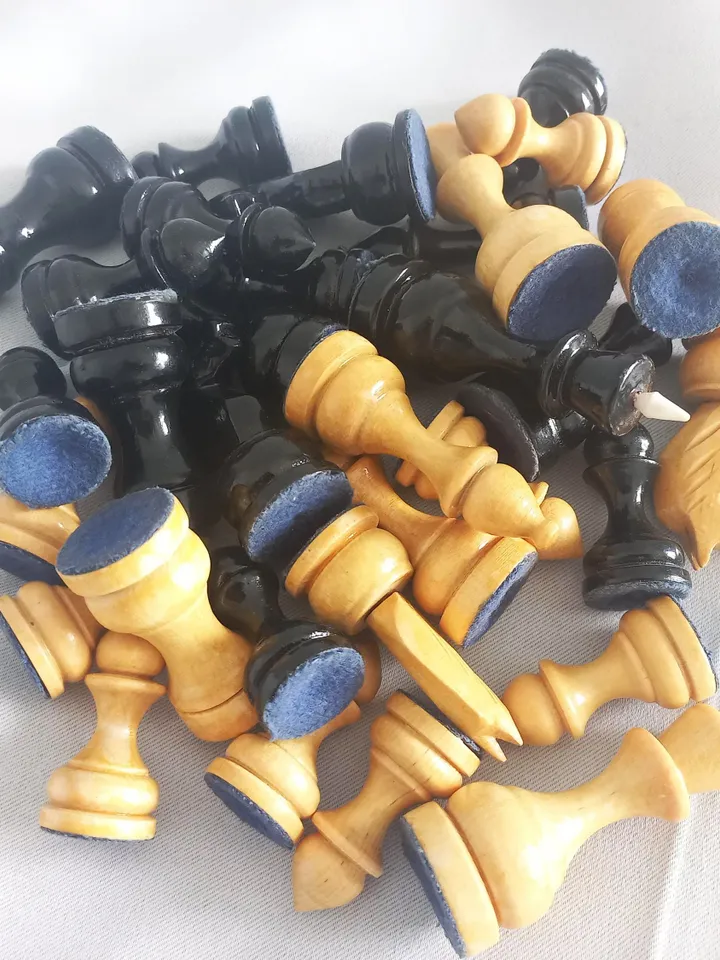 Vintage Wooden Chess Made in USSR Wooden Chess Pieces Complete Set