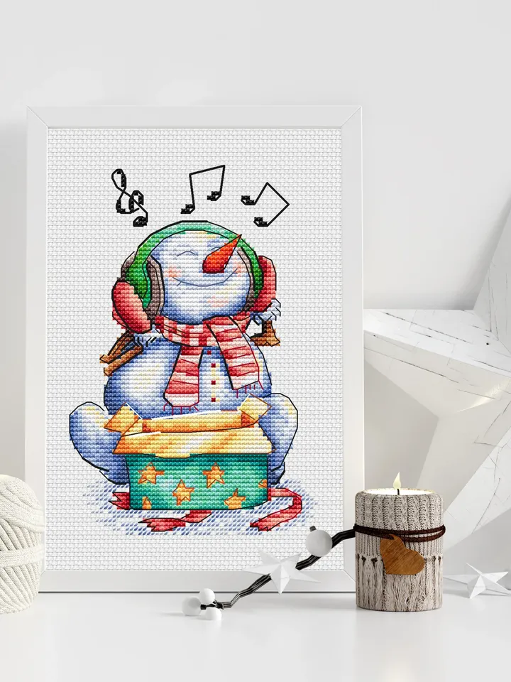 Snowman Cross Stitch Pattern PDF, Funny Christmas, Winter Cozy Counted Cross Stitch, Cute Funny Snowman Embroidery