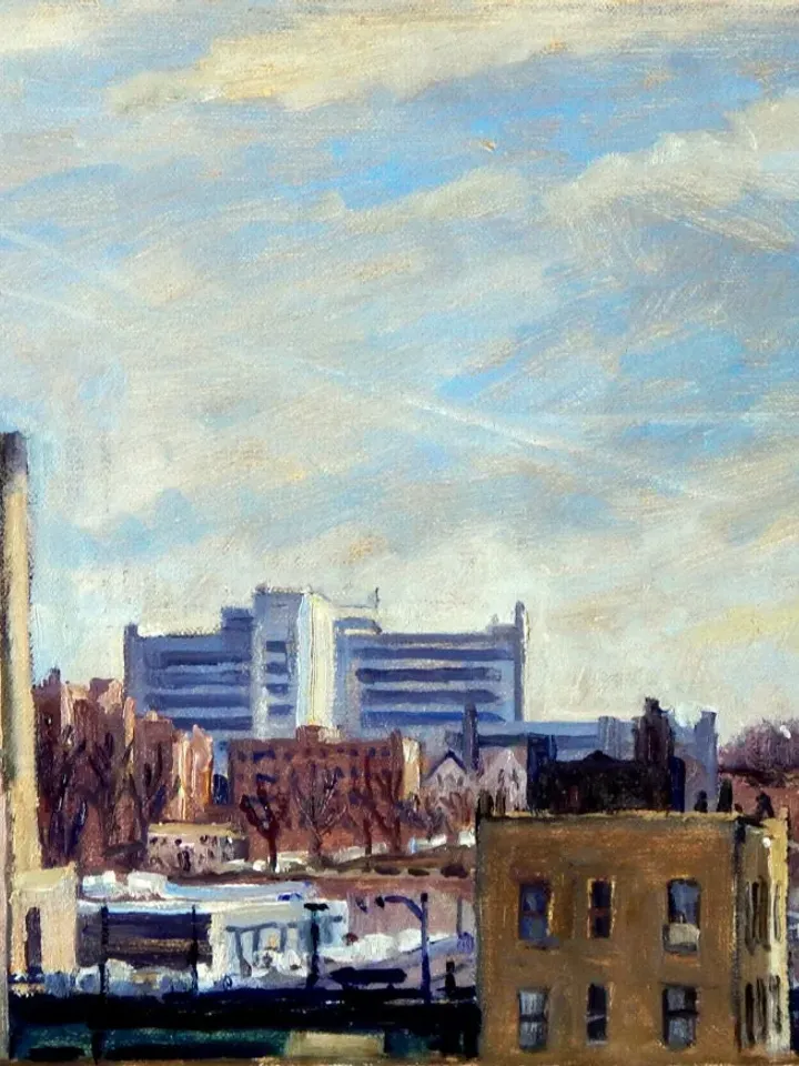 Original New York Landscape Painting -The Long View/Inwood/NYC- 10x17 Oil on Canvas, Impressionist Plein Air Fine Art, Signed Original