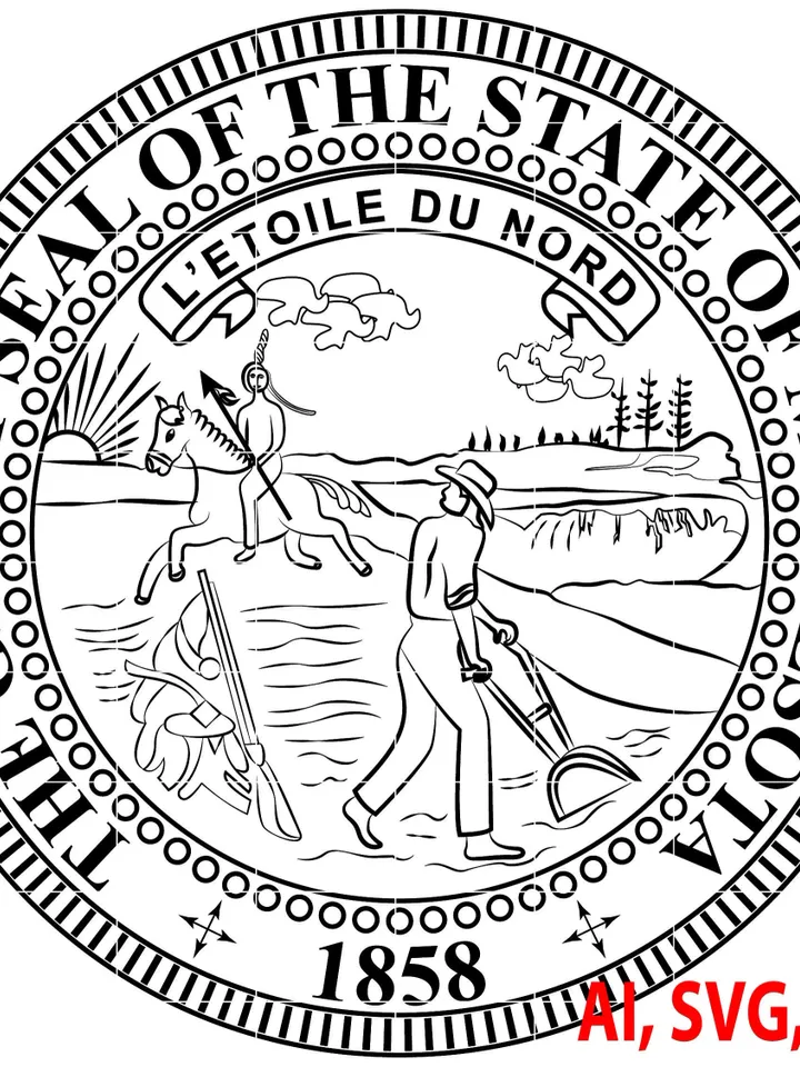 Seal, The Great Seal of the State of Minnesota Badge, Logo, Seal, Custom, Ai, Vector, SVG, DXF, PNG, Digital