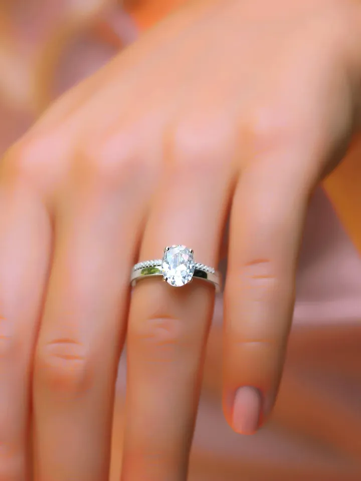 OVAL MOISSANITE RING | Double Row Half Eternity Oval Wedding Moissanite 14k Gold Ring | Gift For Engagement | 2.30 Ct White Diamond Ring