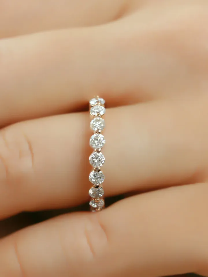 HALF ETERNITY BAND | Real Diamond Women Eternity Ring Band | 1 Carat Round Diamond Ring For Anniversary | Women Wedding Gift | 14k Gold Ring