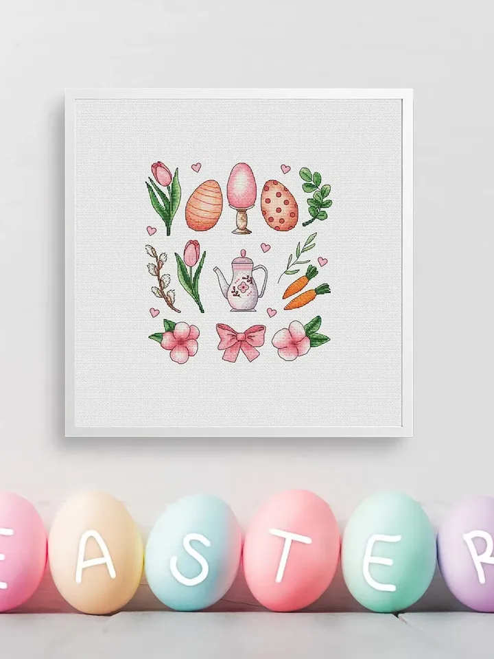 Easter  Sampler Cross Stitch Pattern PDF, Easter Flowers Eggs Cross Stitch Pattern, Easter Eggs Cross Stitch Pattern, Spring Cross Stitch