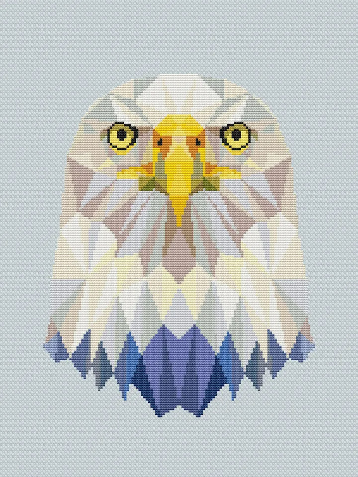 Geometric Eagle Cross Stitch Pattern, Modern Cross Stitch, Geometric Animals Cross Stitch Pattern PDF