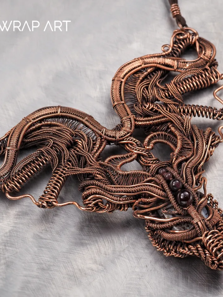 Wire Weaving Wire Wrapped Dragon Dragon Necklace Copper Wire Agate