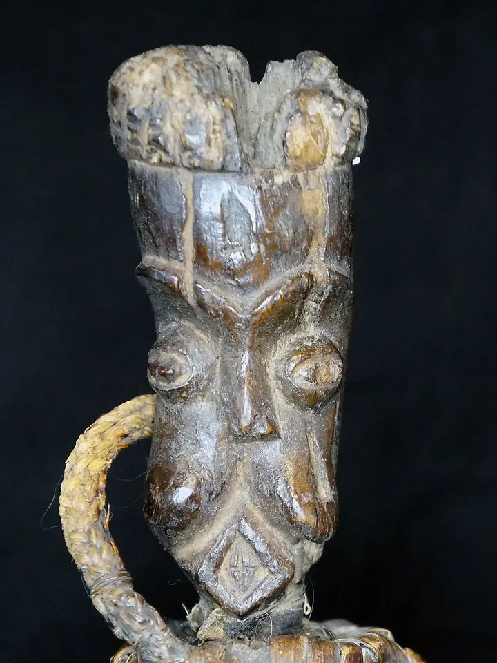 Divination Gourd Tikar Tribal Wood Carved Figure
