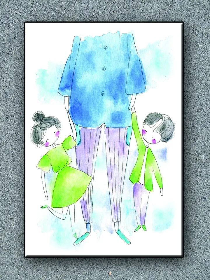 Watercolour Painting Cartoons Print on Canvas , Floating Frame Option, Modern Wall Art, Extra Large Canvas Wall Art