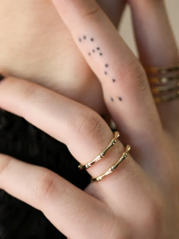 Minimalist Double Band Gold Bamboo Ring | Stacking Gold Ring Women | Dainty Everyday Ring for Women | Gifts for Her Adjustable Ring