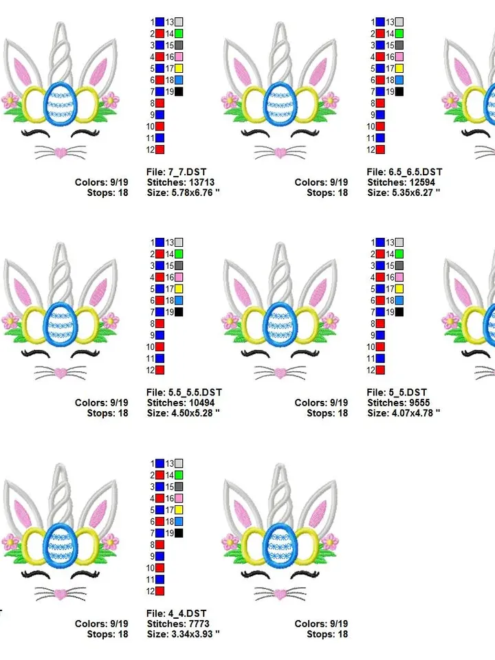 Easter Bunny Unicorn Rabbit Egg Spring Flowers Petunia Petals Girl Easter Design applique for Machine Embroidery