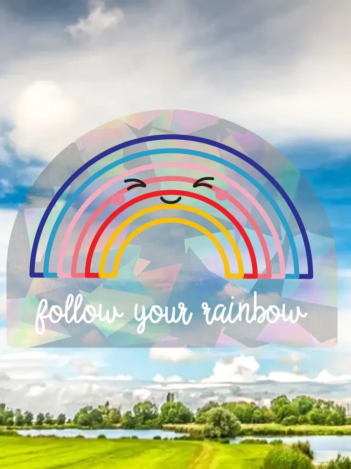 Suncatcher Sticker - Rainbow kawaii Sun Catcher Rainbow Maker, Follow your rainbow Window Decal - Sunshine Sparkle, Bright, Nursery