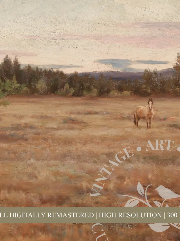 Sunset Landscape Painting PRINTABLE Vintage Art, Large 24x36 Print Downloadable Wall Decor | 144
