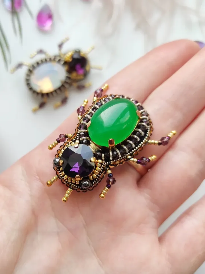 Beaded insect brooch, insect pin, mooth brooch, butterfly brooch, bug pin, bee brooch, bug brooch, insects, madam toto