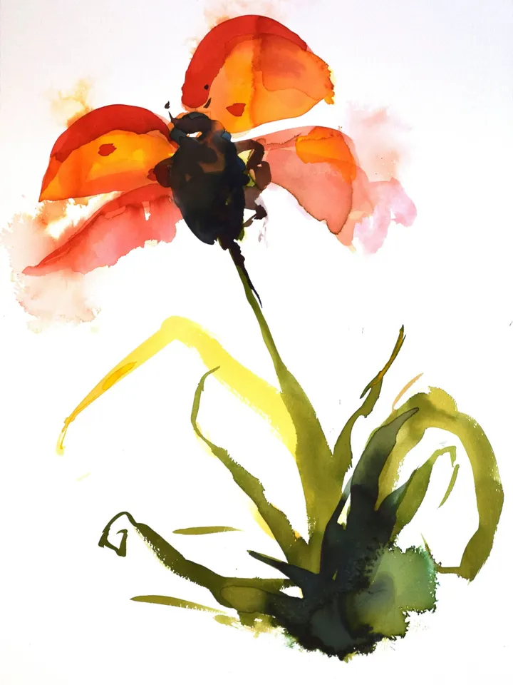 Watercolor Ladybug, Small Watercolor Painting, Naive Painting, Watercolor Paint, Watercolor Flowers, Naive Art, Watercolor Painting Original