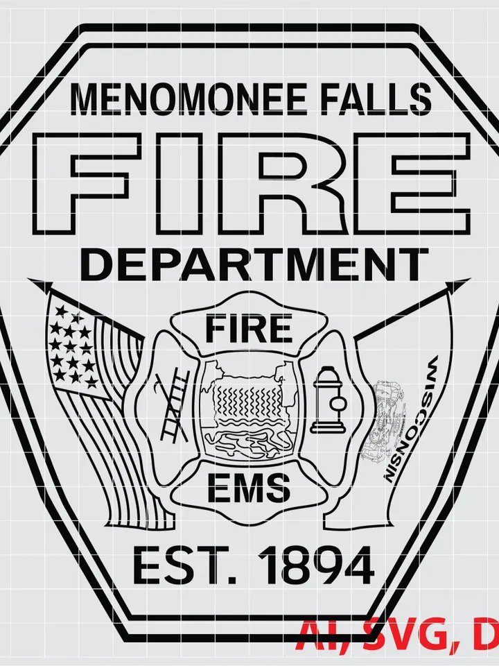 Menomonee Falls Fire Dept. EMS logo, Seal, Custom, Ai, Vector, SVG, DXF, Png
