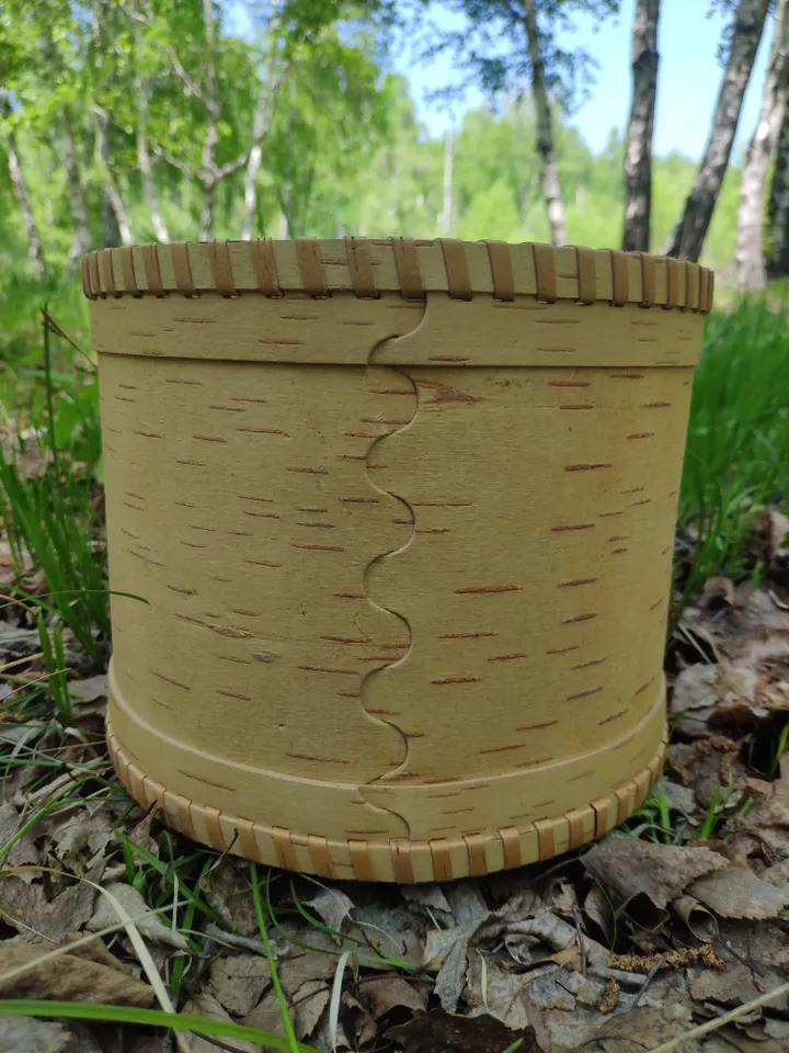 Birch bark box, wood box