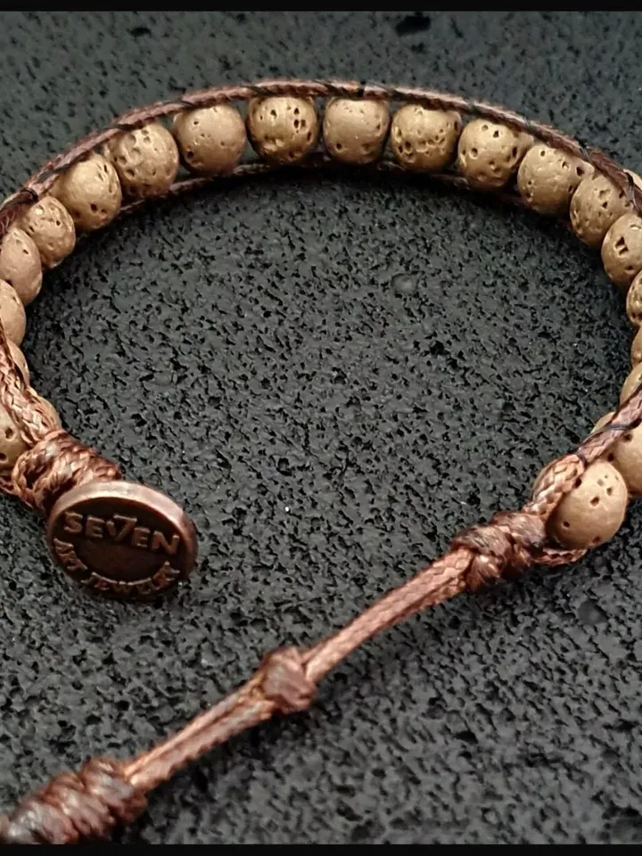 Beige Lava Rock Ethnic Bracelet, Lava Rock Wristlet, Boho Bracelet, Lava Stone Beads, Special Day Gifts, Christmas Gift for Women, Men