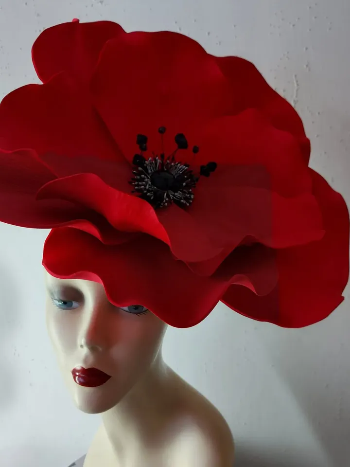 Large poppy Fascinator Kentucky Derby Hat, Flower headband, Tea Party Hat, Royal Ascot Hat, Festival hat, Derby 2023