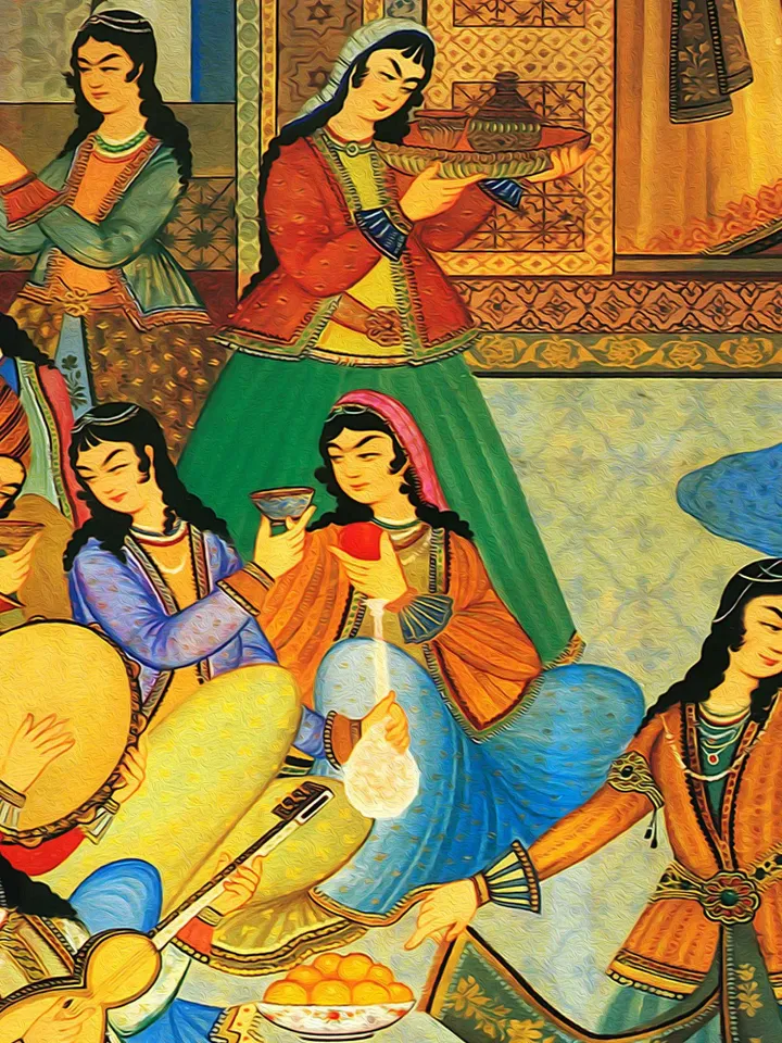 Bazm o Raghs - Antique Persian Miniature Wall Art | Iranian Wall Art | Traditional Persian Gift | Persian Art